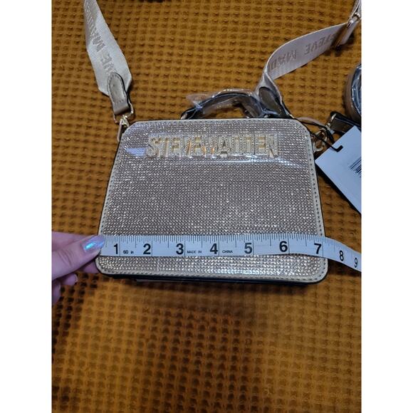 Steve Madden Viral Bevelyn Gold Rhinestone Crossbody Holiday Party Sparkle NWT - Picture 4 of 7